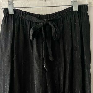 Ecru Vintage Black Track Pants with Subtle Glitter Stripes